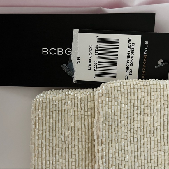 BCBG Maxazria Multicolour Beaded Clutch Purse Handbag, Ivory & Colors, NWT - Picture 2 of 16